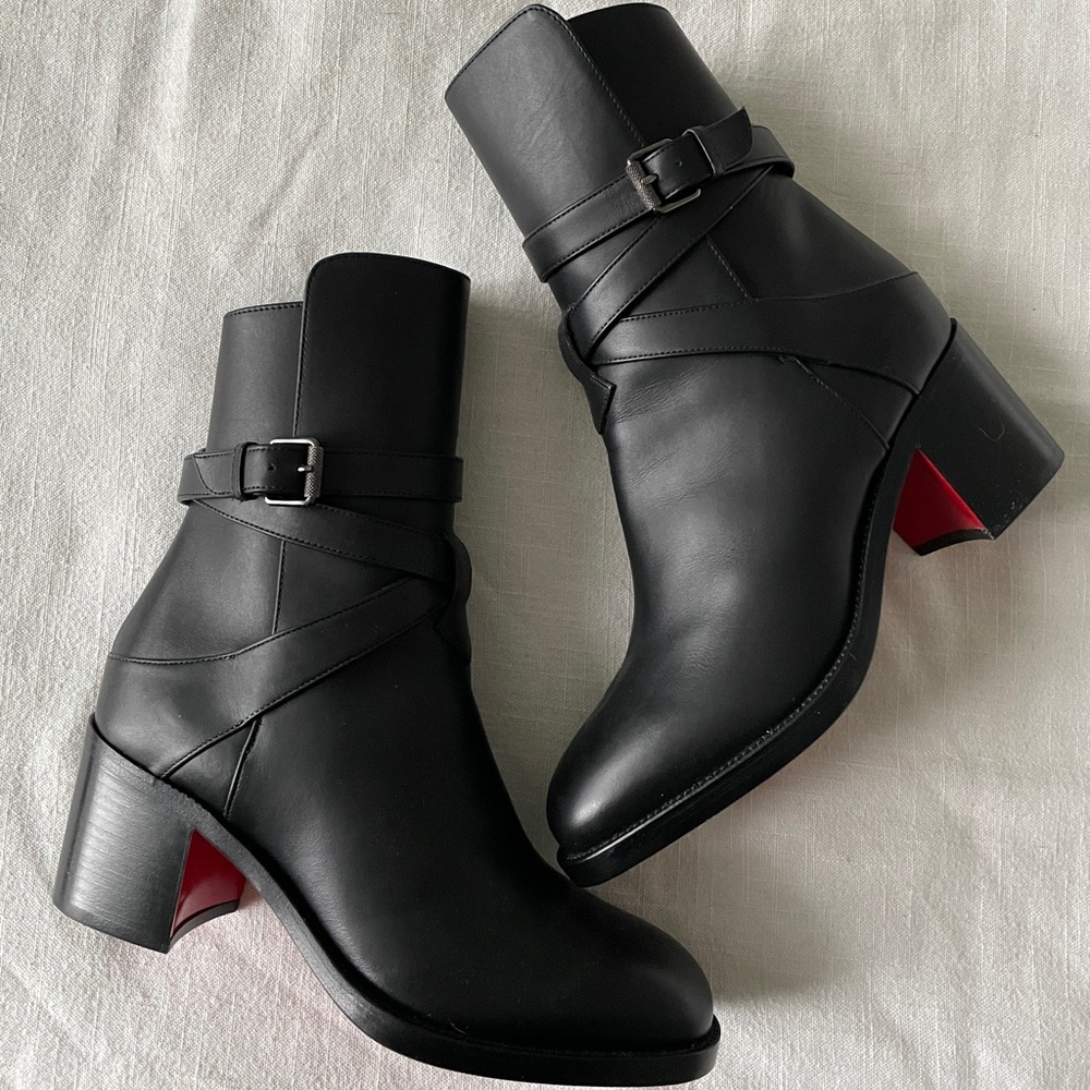 Christian Louboutin Karistrap 70mm Black Ankle Boot